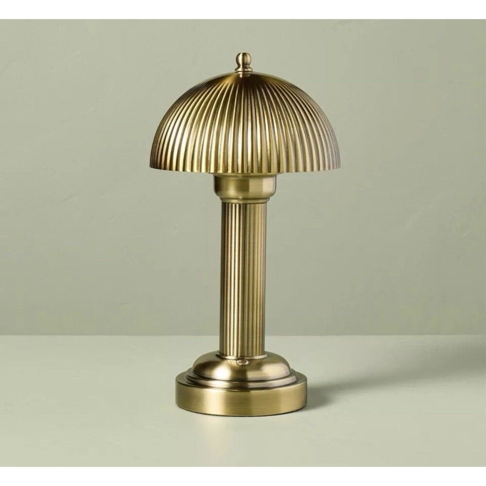 Hearth & Hand Magnolia 11.5” Brass Fluted Rechargeable LED Table Lamp New